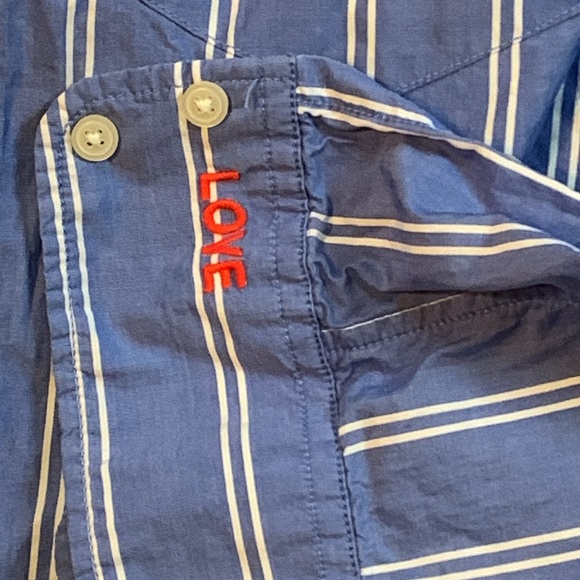 Women’s mandarin collared striped button down shirt - Picture 4 of 5